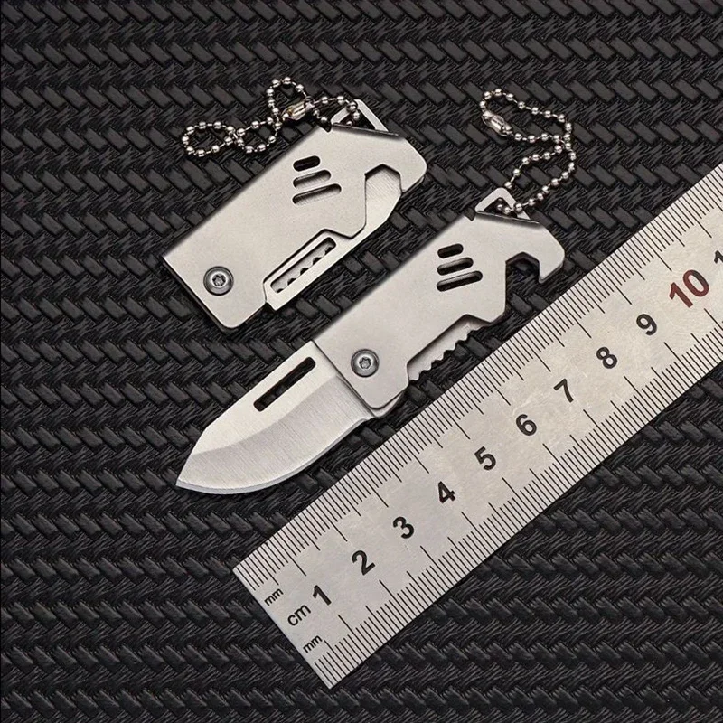 1PC Mini Folding Knife Steel Portable Camping Survival Knife Pocket Folding Knife Self-defense Keyknife Keychain Pendant 6