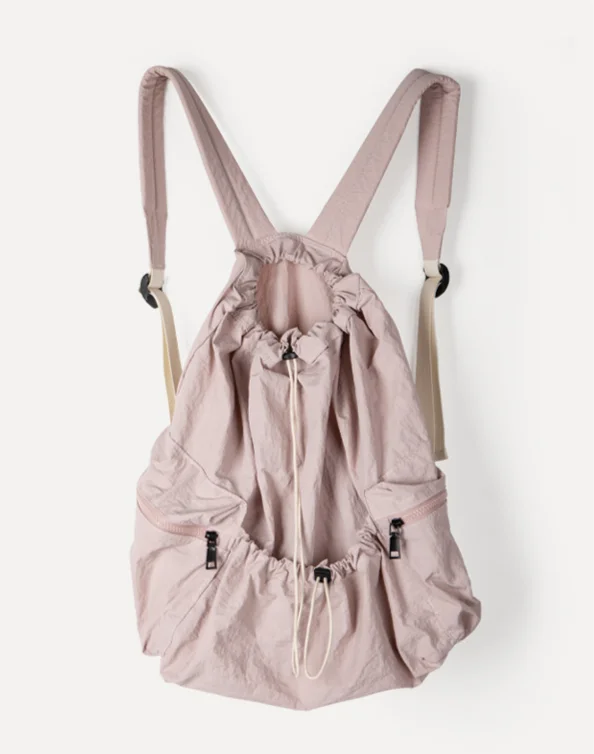 Sac à dos de voyage léger pour femme avec cordon de serrage en tissu nylon forestier de conception de niche japonaise et coréenne 2024_voghion.com