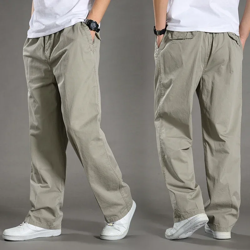 Tactical Work Pants Men's 2024 Autumn Casual Camping Light Wide Leg Pants Outdoor Hiking Cotton Breathable Pocket Cargo Pants