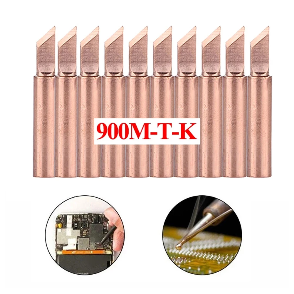 

10Pcs Soldering Iron Tip 900M-T Vertical Pull Welding Copper For 936 937 938 969 8586 852D Soldering Station Type K Equipment