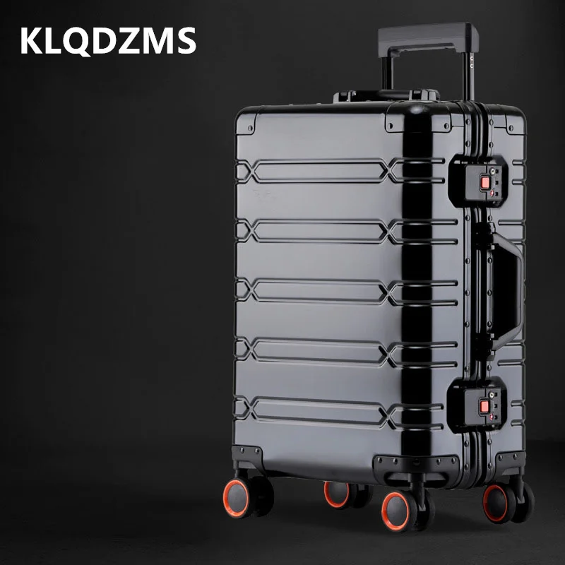 

KLQDZMS Cabin Suitcase Full Aluminum Magnesium Alloy Boarding Box Men's Business Trolley Case Travel Bag Carry-on Travel Luggage