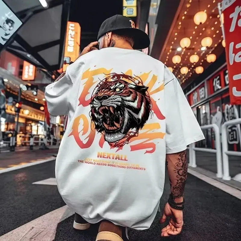 Men's Cotton Short Sleeve T-shirt Summer Oversize Loose And