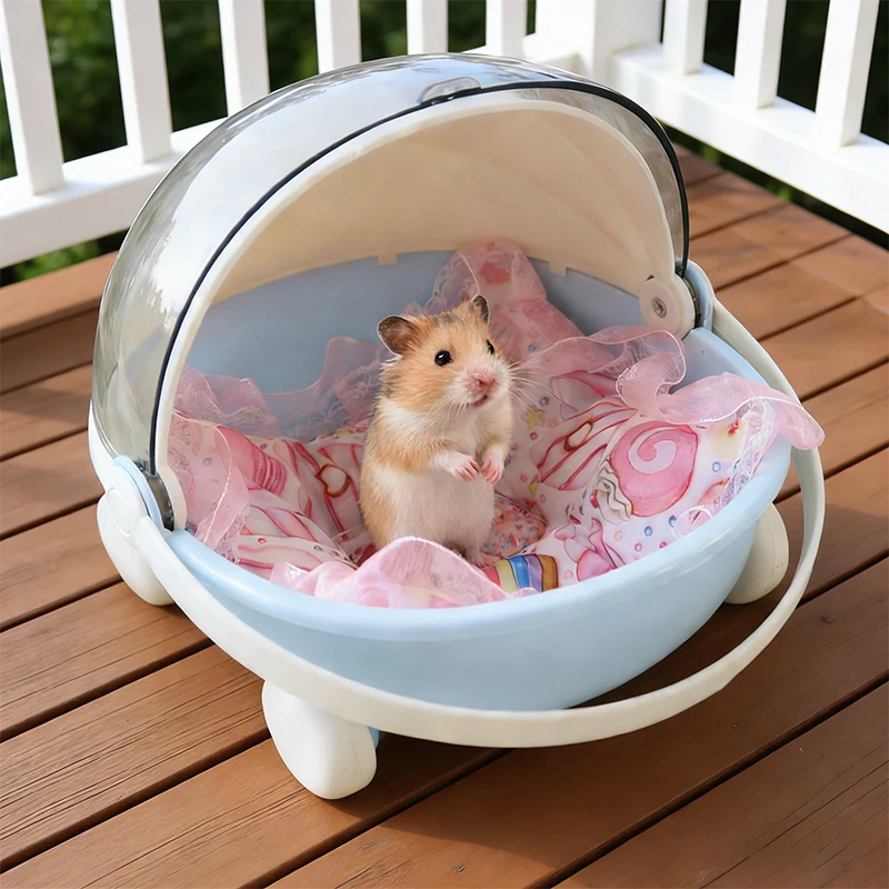 Blue Rotatable Hamster House Box, Suitable for Small Pet Storage, Made of Plastic, Suitable for Storing Dolls, Dustproof and Moisture-Proof 5