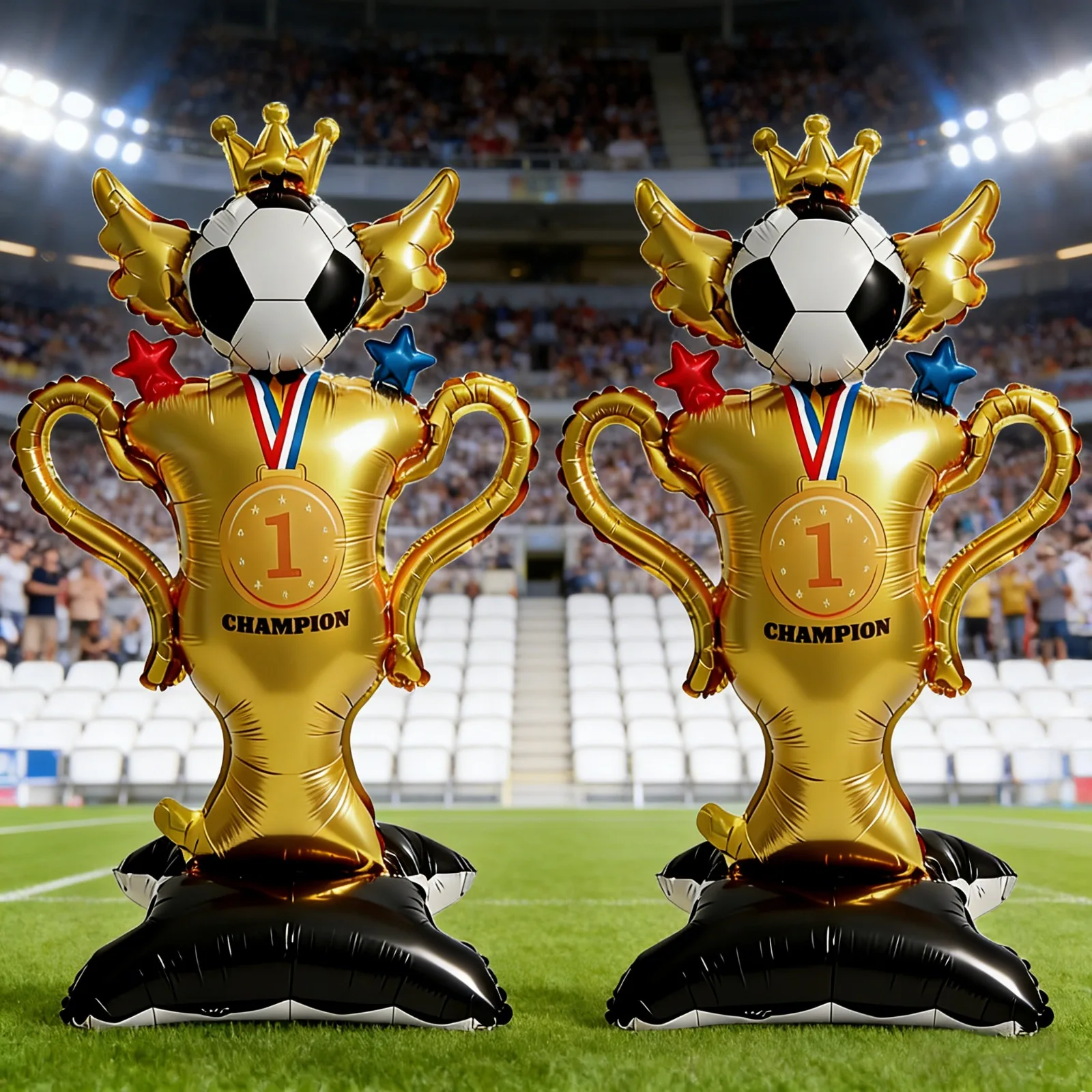 2 Stück Riesige Stehende Fußball-Trophäen-Folienballons Fußball-Themen-Partydekoration Perfekt für Sportveranstaltungen Fußballspiele Partys