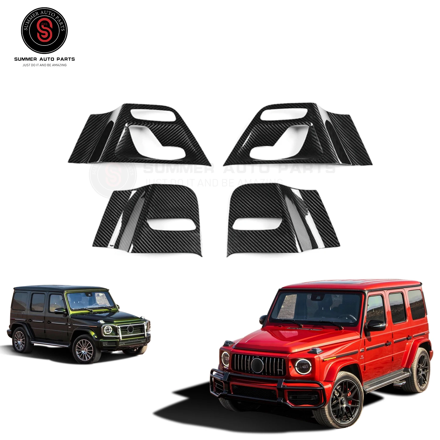 

New Summer Auto Car Parts carbon fiber door seat adjustment switch strip decoration frame for G class G63 W464 interiors trim