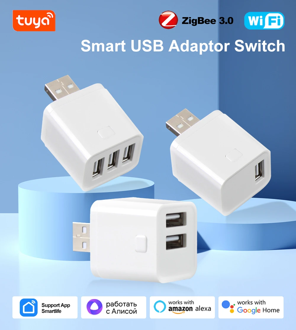 Description Picture 3 of itemTuya WiFi/Zigbee Smart Micro USB Adaptor Switch 5V Mini USB Power Adaptor Timing Charge Plug for Alexa Google Home Yandex Alice