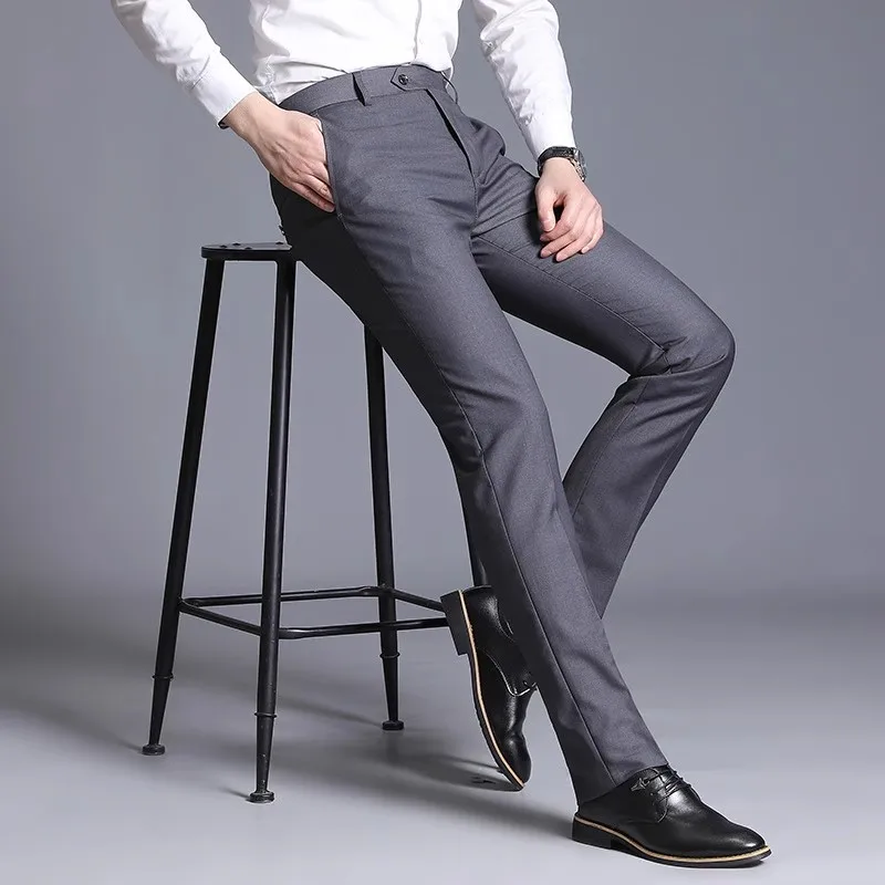 Business Pants Suit Pants Men Pants Men Suit Pants Spring Men Dress Pants Straight Business Office Trousers Mens Formal Male Black Dress Trousers