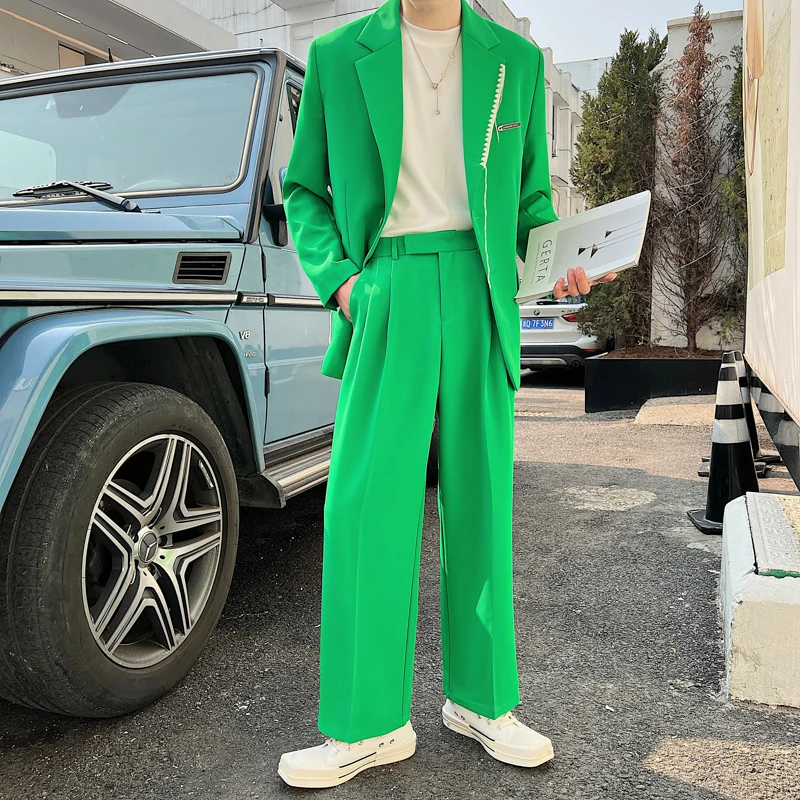 

Man Casual Pants BlazerSuits Set Male Solid Color Suits Jacket Blazer Set Stylish Two Piece Sets Spring Autumn Overcoat&Trouser