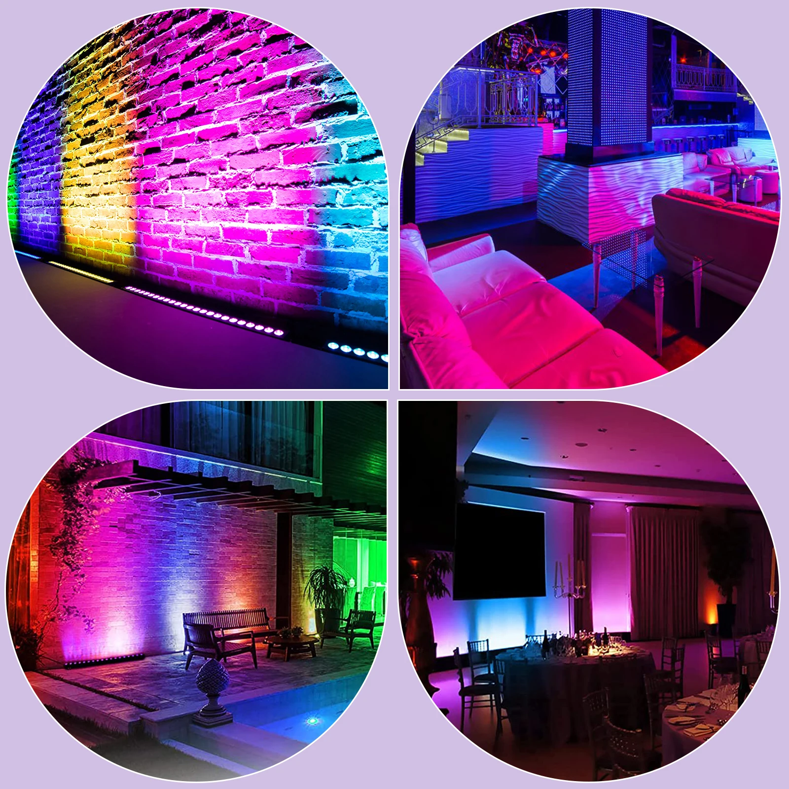 Fieryzeal 24x3W RGBW LED Wall Wash Light DMX512 Sound Control 60W Stage Effect Lighting for DJ KTV Party Wedding Events Lighting