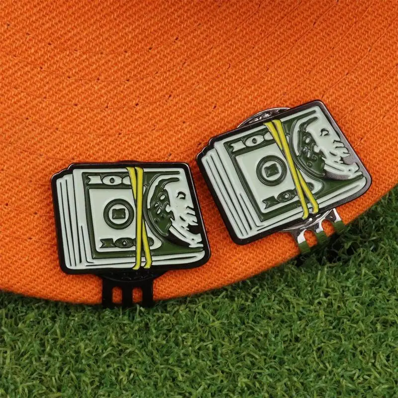 

Creative Dollar Bill Golf Ball Mark Golf Hat Clip Magnetic Metal Ball marker Holder With Caps Clip Golf accessories Golfer Gifts