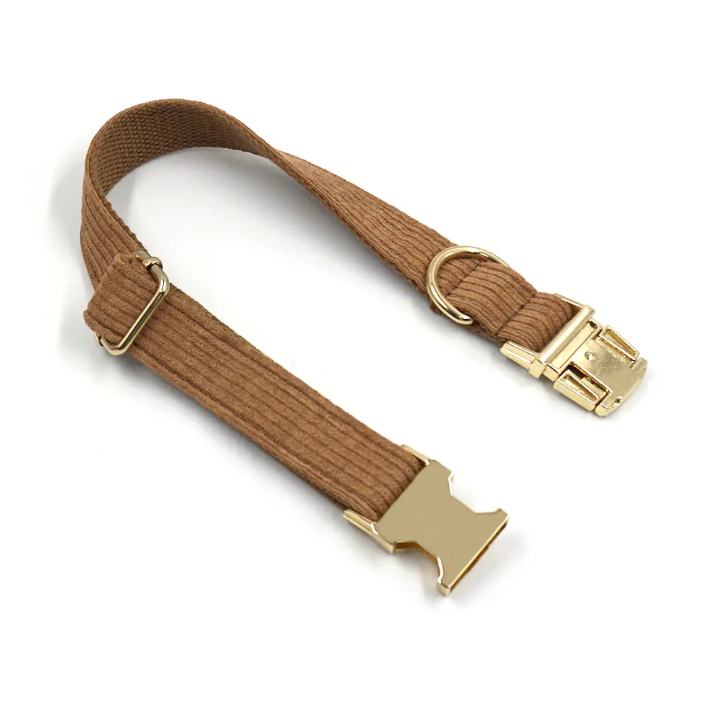 Brown Corduroy Dog Harness and Leash Set Luxury Designer Personalized Collar For Small Large Dogs Walking Lead Set with Poop Bag pet harness leash set,pet harness set
