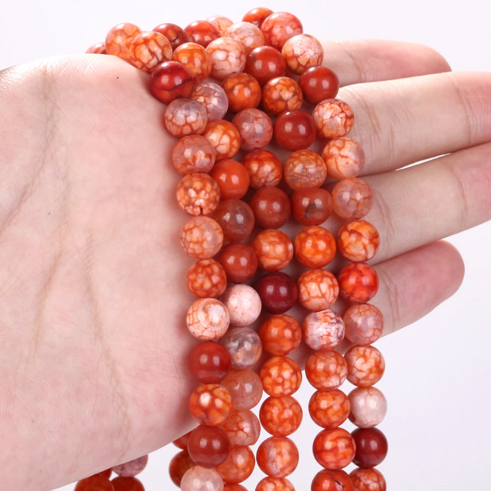 8mm natürliche bunte rote rissige Achate Stein perlen runde Abstands perlen für Schmuck herstellung DIY Armband Halskette hand gefertigt 15" – Detail 11