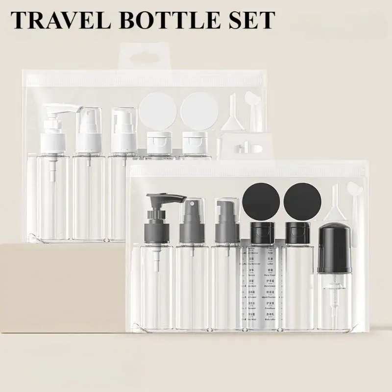 11pcs/Set Travel Botttle Set 60ml Refillable Bottle Soft Plastic Lotion Shampoo Container Squeeze Tube Empty Bottle Wholesale