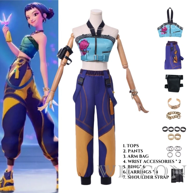 Costume De Cosplay Rumi Zoey Mira Pour Filles, Costume Noir Doré, Tenue De Jeu De Rôle Huntrix Pour Halloween