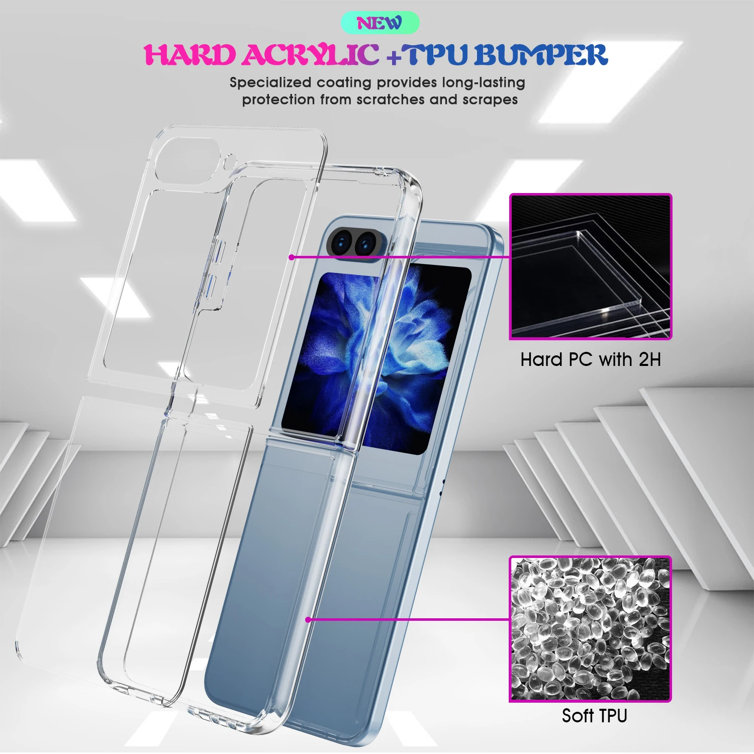 Coque de téléphone en acrylique rigide, étui rigide antichoc pour Samsung Galaxy Z Flip 3 4 5 5G Flip5 ZFlip5_voghion.com