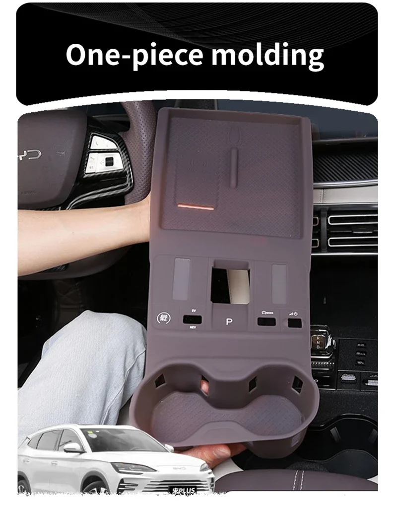 For Byd Song Plus Seal U Dmi Ev 2025 Car Central Control Gear Wireless Water Cup Silicone Mat Waterproof Protector Pad Anti-slip