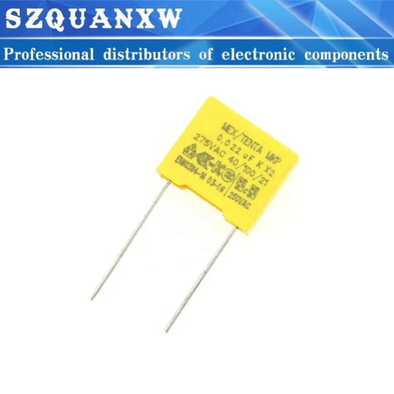 

10pcs X2 Safety capacitor 275VAC 0.022UF 0.047UF 0.068UF 0.1UF 0.15UF 0.22UF 0.33UF 0.47UF 0.68UF 1UF 15mm Polypropylene film