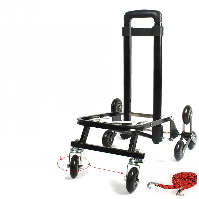 Carro de plataforma plegable plegable con chasis de metal grueso con 4  ruedas para transporte en casa y oficina, carretilla de mano con mango