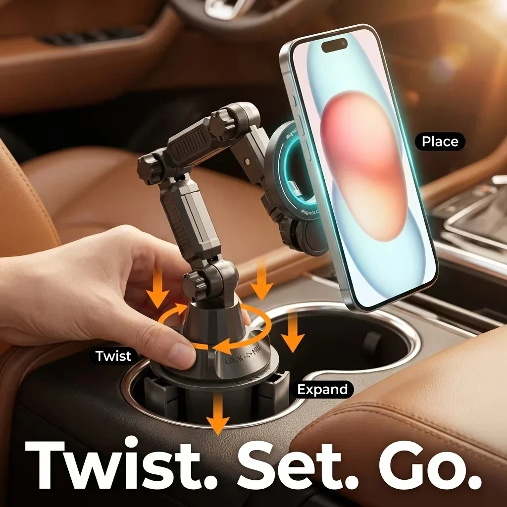 Supporto Magnetico per Telefono da Auto con Ventosa Super Forte per una Rotazione Stabile a 360° ° Supporto mobile girevole per auto - immagine 2