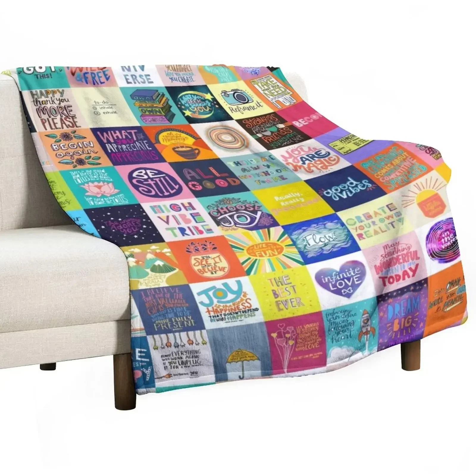 

Positivity Patchwork Throw Blanket christmas decoration bed plaid Blankets