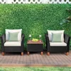 Patio Furniture Set, Patiojoy Outdoor Wicker Rattan Bistro Sofa Set w/Washable Cushion, Acacia Wood Top Coffee Table 4