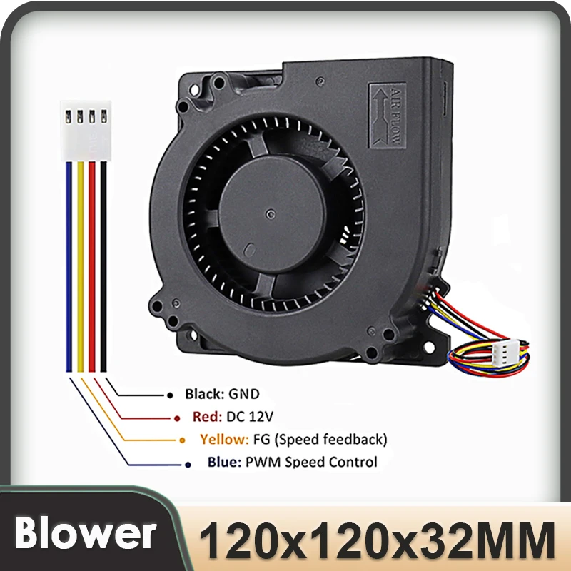 Gdstime 12032 DC 12V 4Pin FG PWM función doble rodamiento de bolas 120mm 120x120x32mm 12cm ventilador de refrigeración de turbina centrífuga