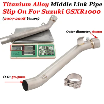 Motorcycle Exhaust Escape Modify Titanium Alloy Mid Link Pipe Moto Muffler Slip On For Suzuki GSXR1000 GSXR 1000 K7 K8 2007-2008