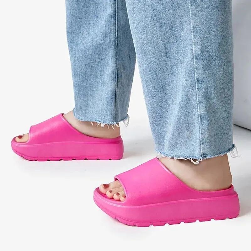 Summer Women Non-Slip Platform Slippers UNISEX Peep Toe Outdoor Casual Shoes for Woman Flat Bottom Comfortable Beach Slipper 5