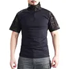 Summer Short Sleeve Combat Shirts Men 1/4 Zipper Cotton Tactical T Shirt Hiking Outdoor Training Shirts Wear Resistant Tops 4