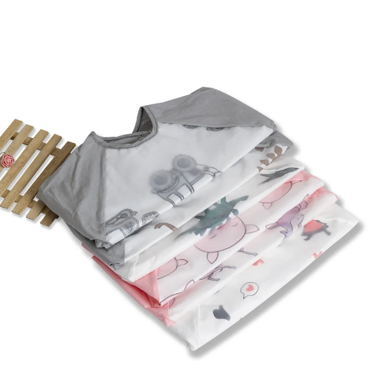 Baby Kids Toddler Long Sleeve Scarf Waterproof Art Smock Feeding Bib Apron Pocket Infant Boys Girls Burp Cloth Banana Bibs