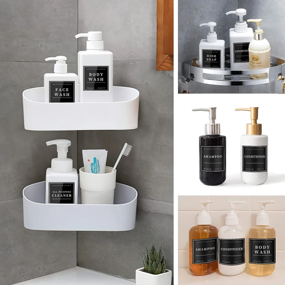 Bathroom labels sticker set 12pcs Shampoo and Conditioner Dispenser Label Stickers Bottles Waterproof Labels Bathroom Removable Cleaning Labels