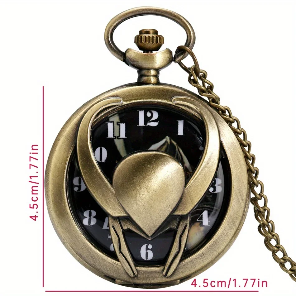 1pc Bronze Bull Head Hollow Cover Quartz Pocket Watch Cool Souvenir Pendant Necklace Watch Gifts For Men