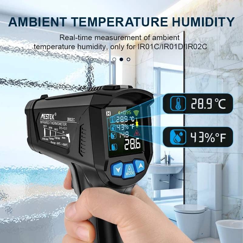 Termometro a infrarossi 600~800 ° C Misuratore di temperatura laser digitale Pirometro senza contatto Cucina BBQ Misuratore di calore IR Termocamera - immagine 5