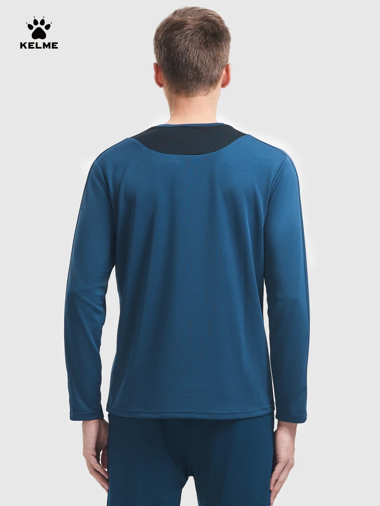 Mens Shirts KELME long sleeve T-shirt men's spring football sport tops round neck professional running training clothes