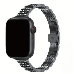 Sleek Stainless Steel Watch Strap - Premium Metal Bracelet for 42 44 45 49mm (Black)