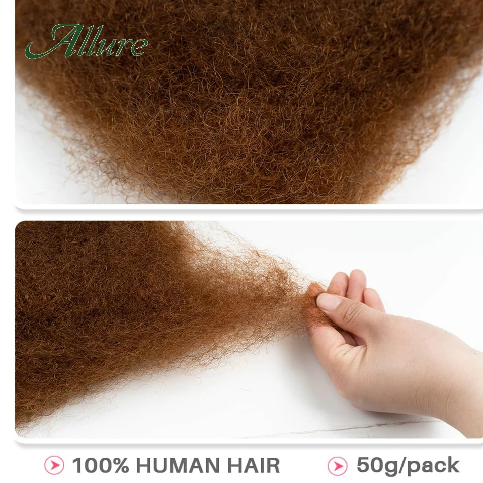 Brazilian Dark Brown Colored Hair Afro Kinky Curly Bulk Human Hair Braids Natural Black Colored Remy Wave 50g/per Allure
