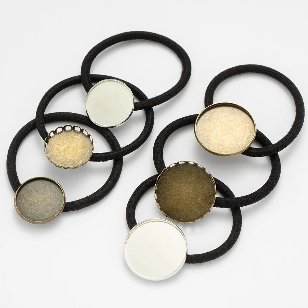 10Pc Hair Accessories Cabochon Setting Base Elastic Rubber Band for DIY Jewelry and Headbands