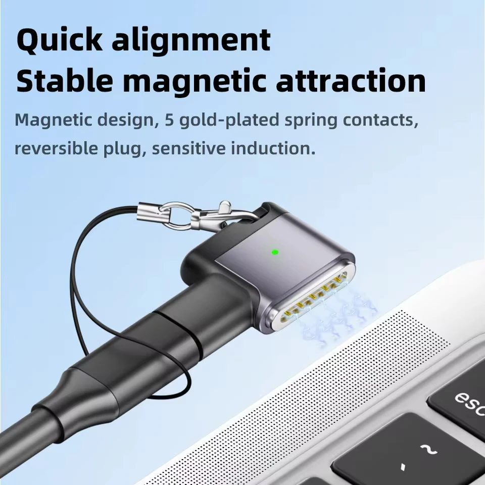 2026년형 PD 100W 타입-C to MagSafe 3 마그네틱 고속 충전 어댑터 (맥북 에어/프로 M1 M2 M3 M4 M5 호환)