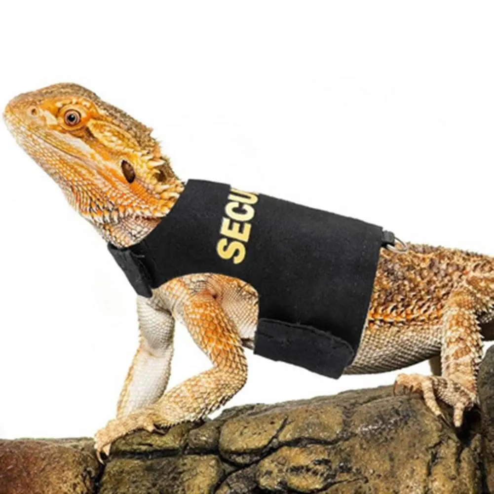 Lizard Leash Harness Soft Padding Reptile Bearded Dragon Vest Top with Hook And Loop Small Animals Security Print Clothes 2