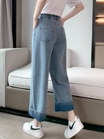 Casual Mom Baggy Jeans For Woman Autumn Loose Plus Size Wide Leg Jeans Straight Elastic High Waisted Denim Pants Women Slacks - Image 3