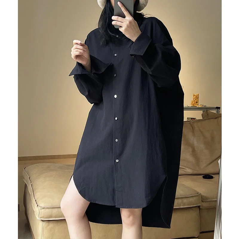 robe-chemise-longue-a-manches-longues-pour-femmes-chemisiers-decontractes-streetwear-y2k-design-simple-mode-coreenne-en193ce-printemps-et-automne