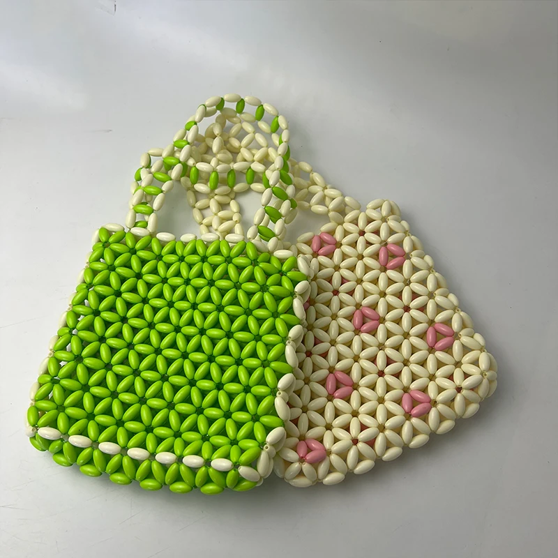 2024 Handmade Woven Portable Handbag Large Capacity Plastic Tote Bag Summer  Beach Travel Holiday Shopping Bag Contrasting Colors - AliExpress