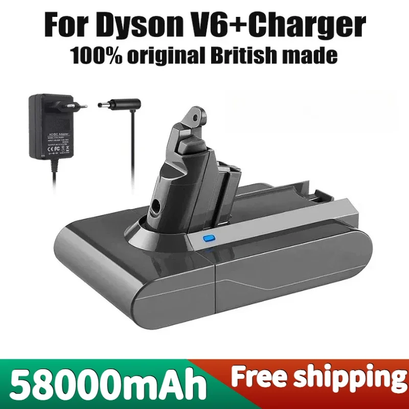 

58000mAh 21.6V 58.0Ah Li-ion Battery for Dyson V6 DC58 DC59 DC61 DC62 DC74 SV09 SV07 SV03 965874-02 Vacuum Cleaner Battery