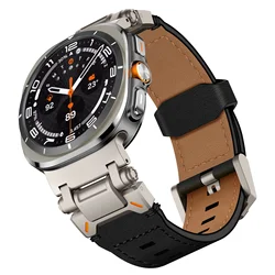 Premium Genuine Leather Watchband with Metal Connector - 47mm Bracelet Accessory - ULTRA 2025 47MM (Titanium Black)
