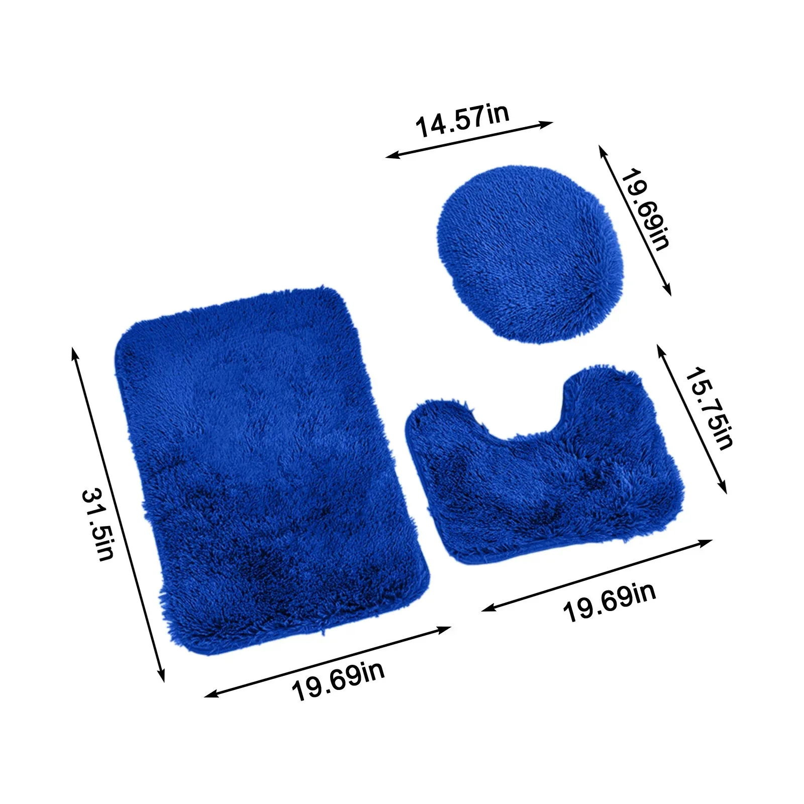 Bathroom Carpet Toilet Cushion Cover Microfiber Absorbent Non-Slip Mat 3Pcs Set U-shaped 40x50cm Cover 45x50cm Door Mat 50x80cm