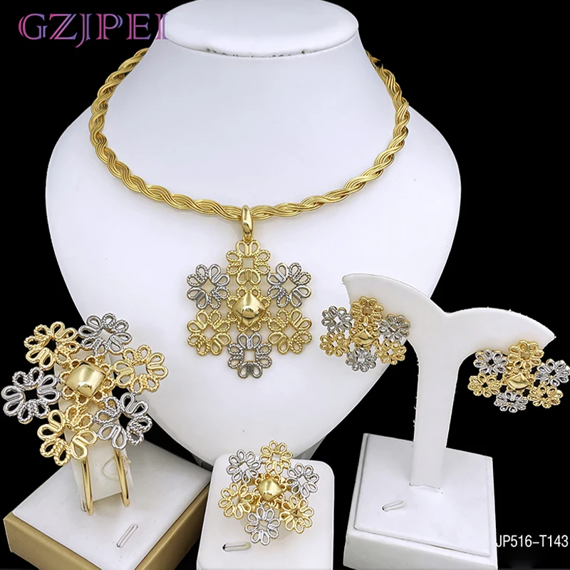 UniqueJewelrySetItaly18kGoldPlatedTwoTonePendantNecklaces