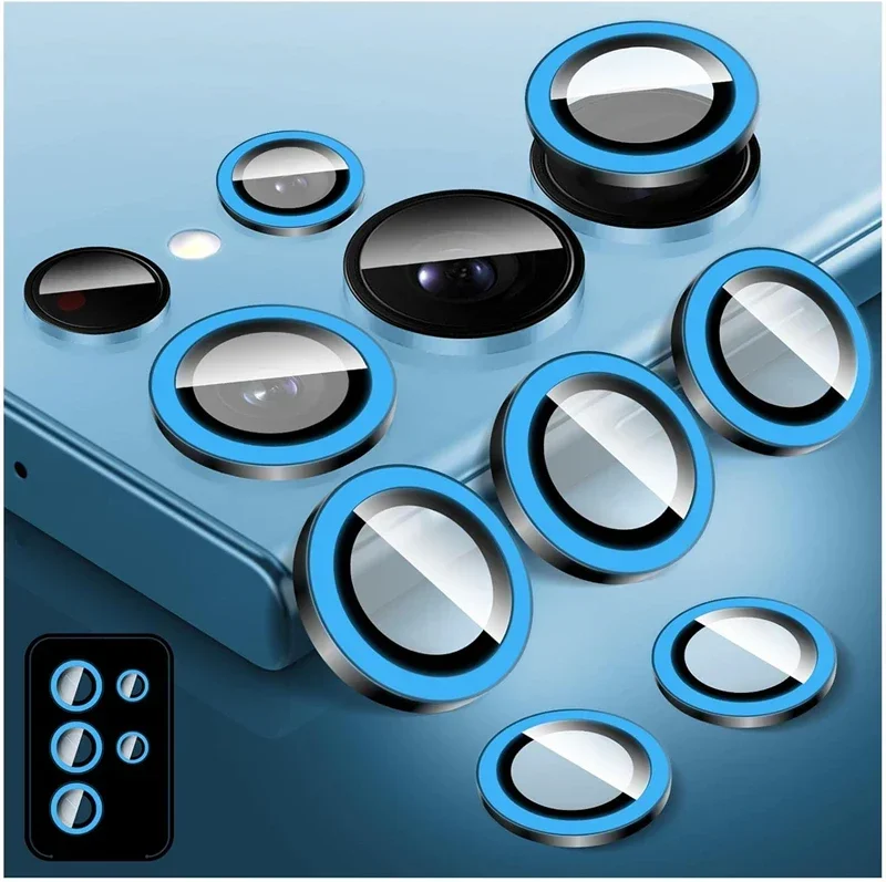 Radiant Pink Metal Ring Camera Lens Protector with Glass Cover