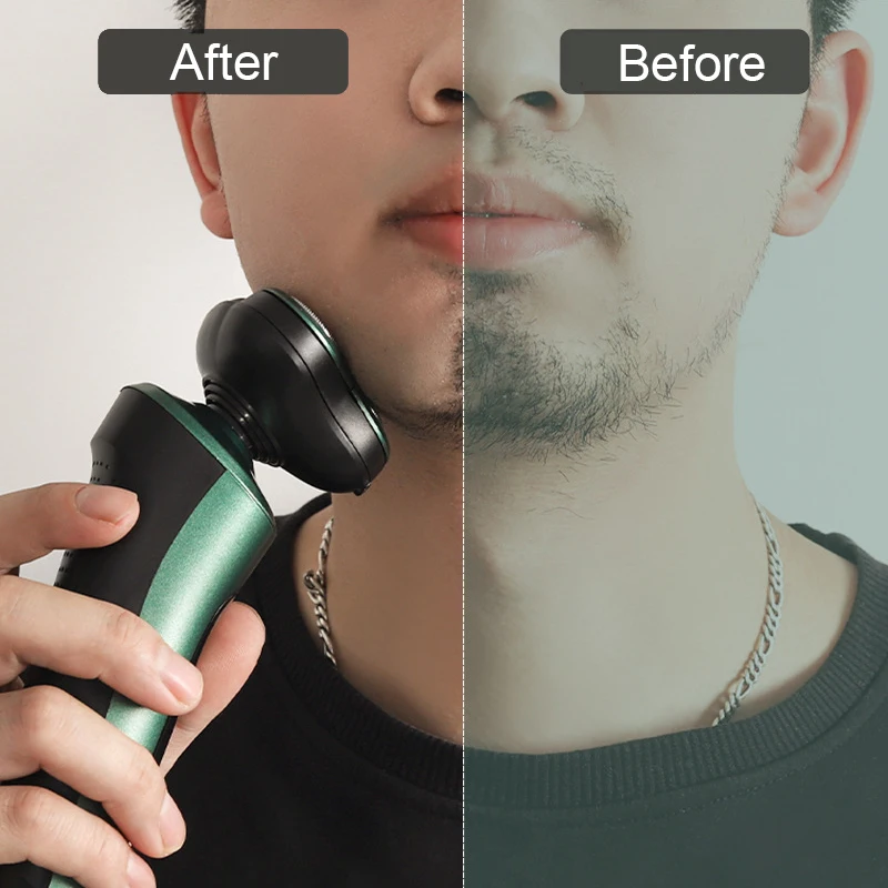 Electric Shaver Beard Trimmer 4 In 1 Electric Shaver LCD Digital Display Three-head Floating Razor Rechargeable Green Smart Razor Waterproof Shaver Clipper
