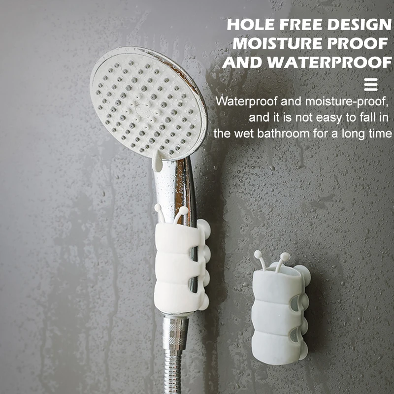 Punch-free suction cup Shower Head Holder Reusable Shower Bracket Movable Suction Cup Caterpillar Shape Rack Shower fixture