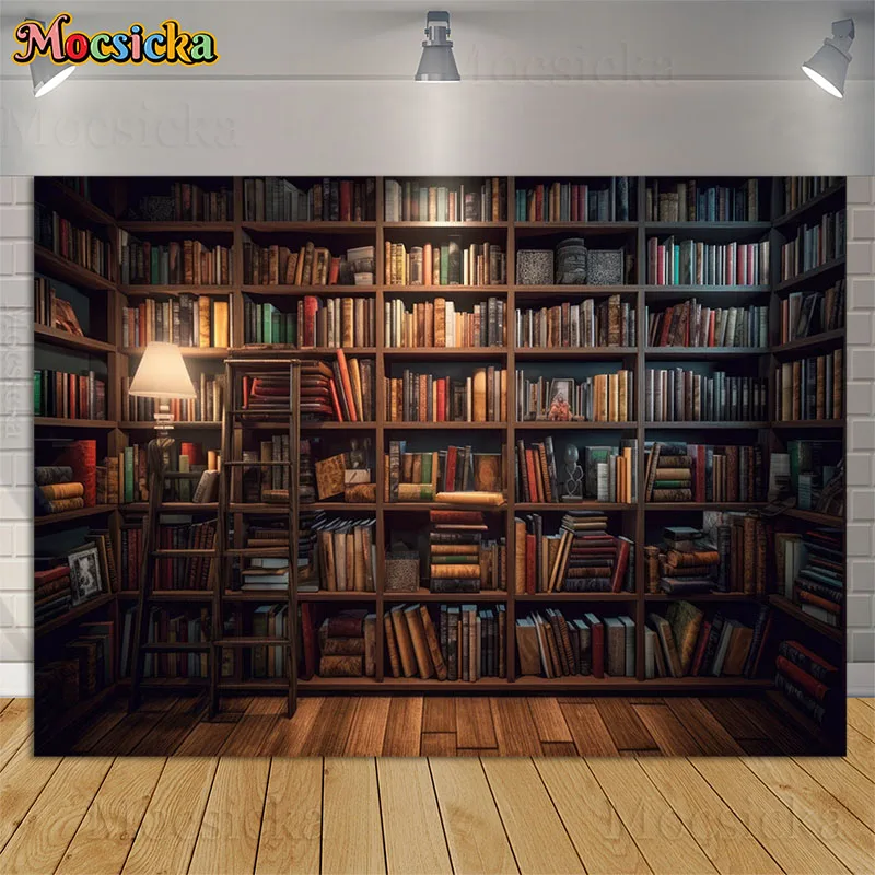 Cenário de Estante Vintage Livros Mágicos Biblioteca Fundo de Fotografia Bebê Crianças Birthday Cake Smash Photo Studio Props
